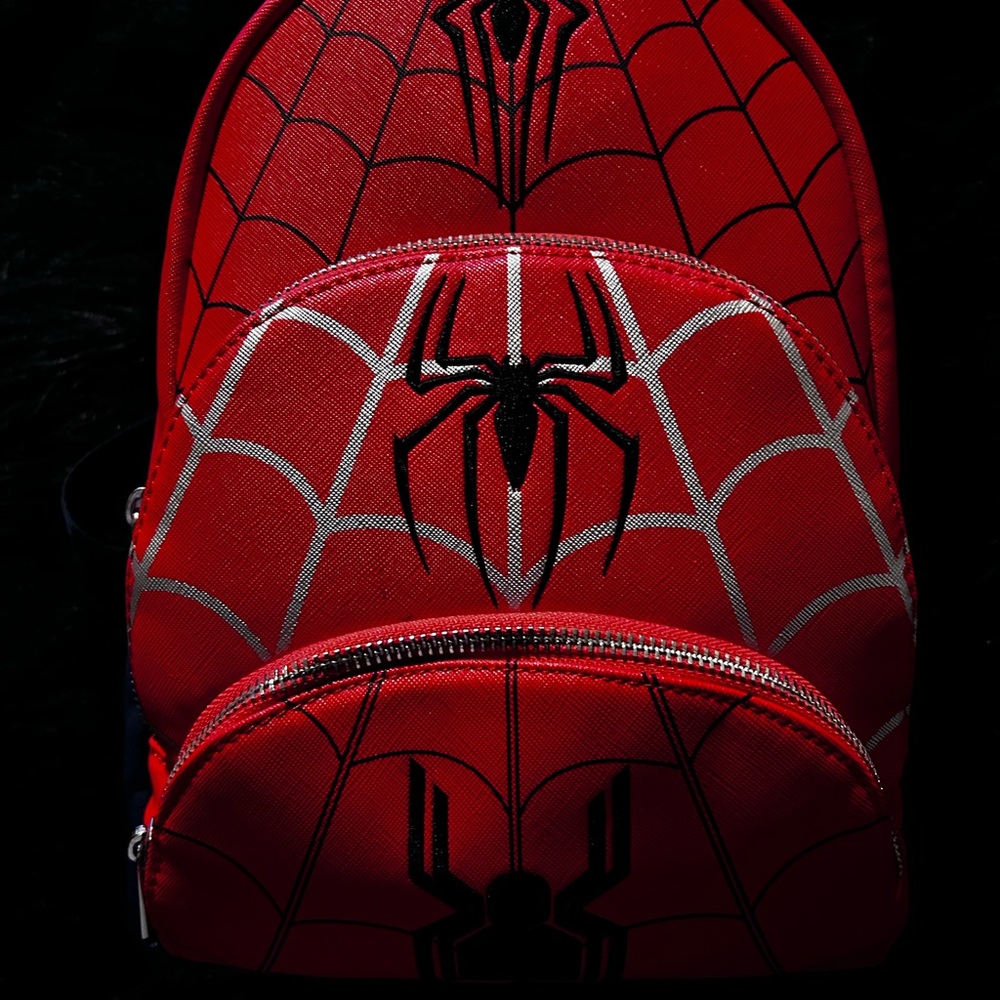 Red Spider Web Men's Backpack spiderman 3 pocket loungefly backpack